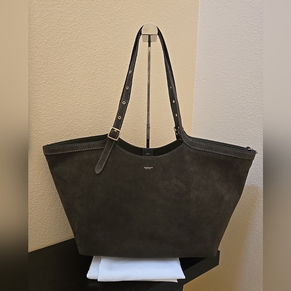 Coach Suede Gramercy Buckle Detail Oversized Slouchy Tote Bag - Picture 7 of 14